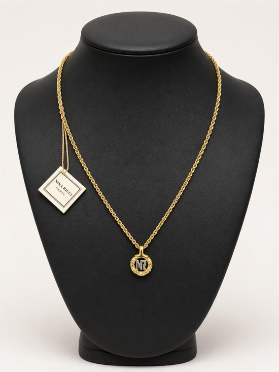Nina Ricci Jewelry - Vintage Nina Ricci Gold NR Medallion Pendant Necklace